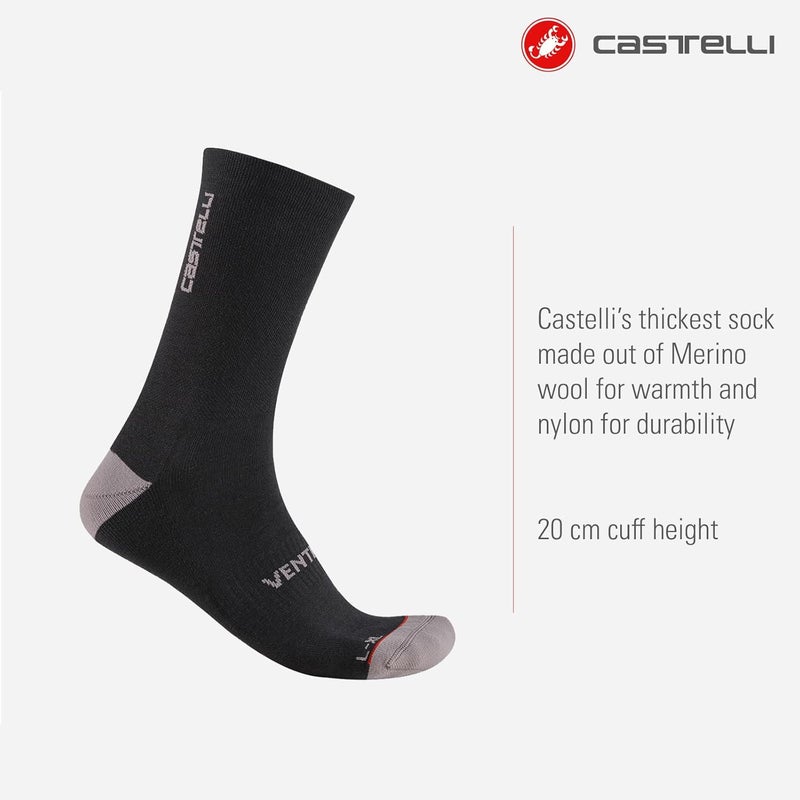Castelli Men’s Venti Soft Merino Sock, Cycling Accessory with Maximum Warmth & Comfort for Cold-Weather Road Cycling - Black - Large/X-Large - Image 2